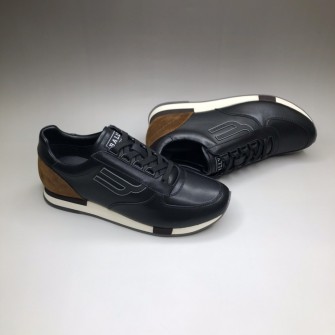 BALLY 발리 가비노 블랙 색상의 고무 코팅 코트 가죽 스니커즈, GAVINO MENS RUBBER-COATED CALF LEATHER SNEAKER IN BLACK