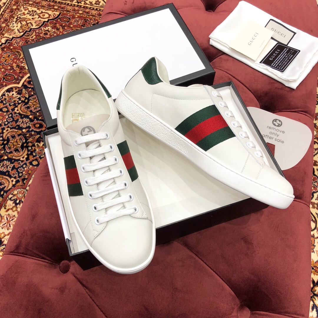 GUCCI 구찌 에이스 남녀공용 가죽 스니커즈 ‎386750 A3830 9071