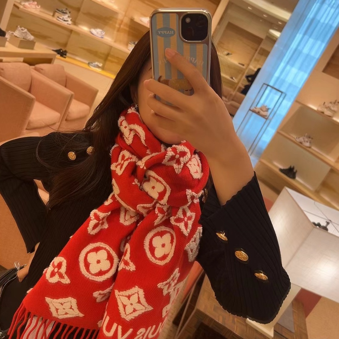 LOUIS VUITTON 루이비통 100% 캐시미어 머플러 목도리 #2511061523