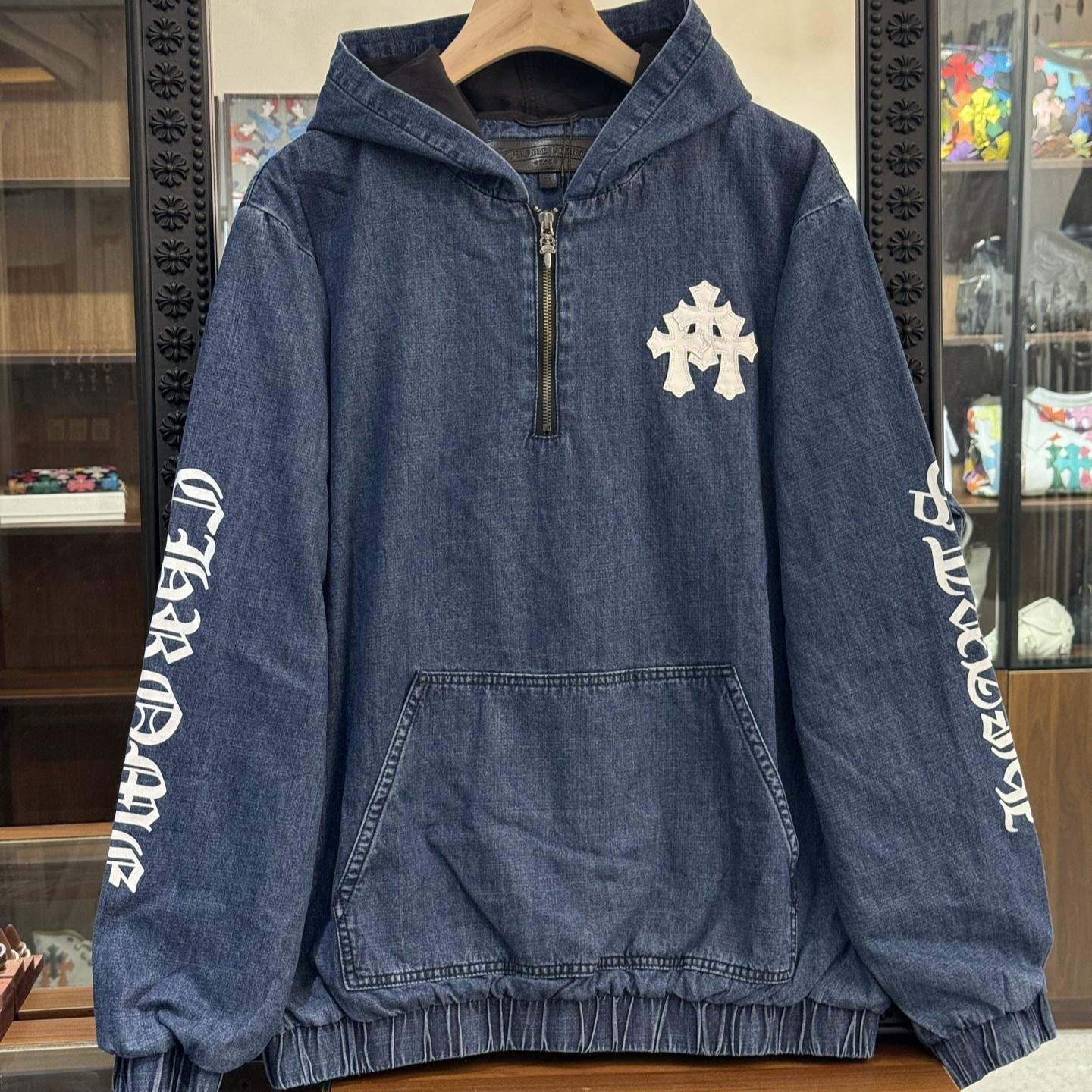 CHROME HEARTS 크롬하츠 데님 하프짚 후드 #145651120