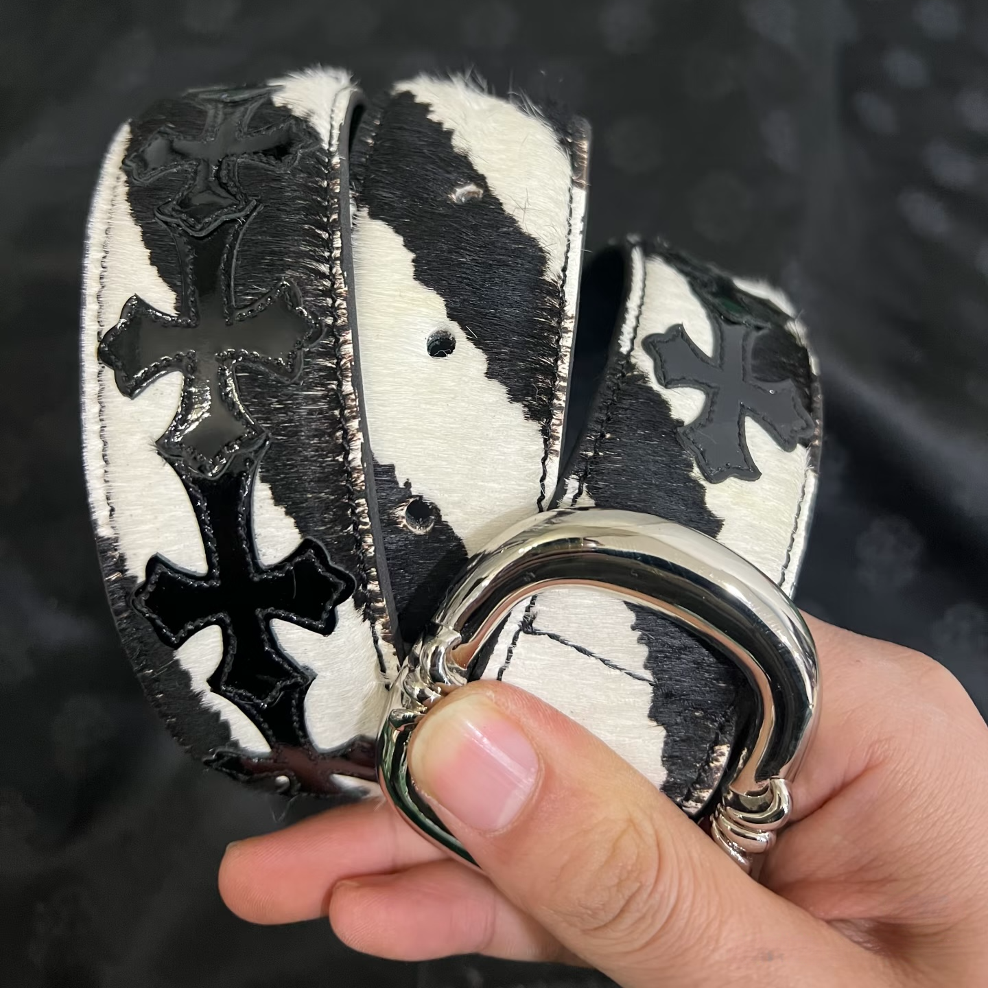 CHROME HEARTS 크롬하츠 벨트 송아지털&에나멜패치 #155551228