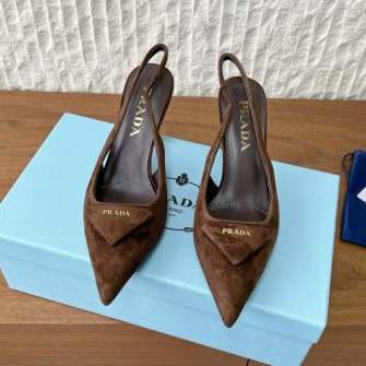 PRADA 프라다 신발 삼각로고 스퀘어 토 슬링백 펌프스 #186123
