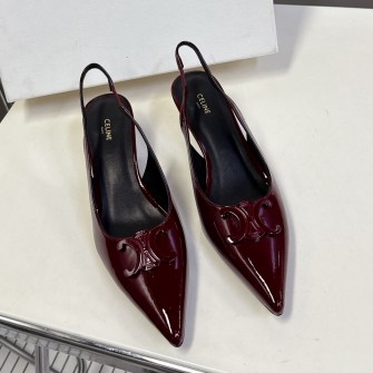 CELINE 셀린느 알마 트리옹프 페이턴트 슬링백 펌프스 #18106123