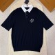 LOUIS VUITTON 루이비통 엠브로이더드 폴로 카라 네이비 블루 반팔 티셔츠 #16386127