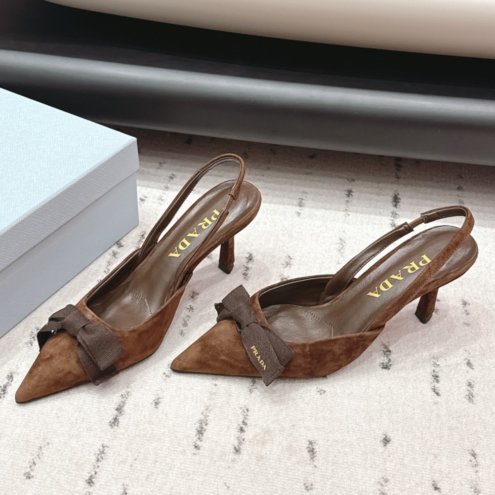 PRADA 프라다 스웨이드 슬링백 펌프스 #1896127