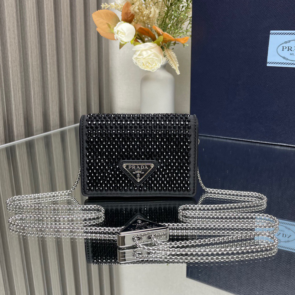 PRADA 프라다 크리스탈장식 체인 카드홀더 카드지갑 (6칼라) 1MR024