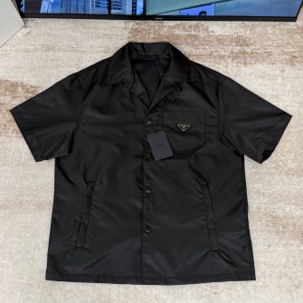 PRADA 프라다 리나일론 숏슬리브 셔츠 블랙 #15116316