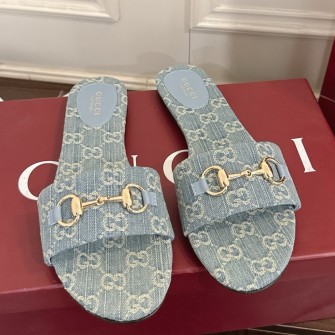 GUCCI 구찌 호스빗 GG 캔버스 슬라이드 샌들 #18136317