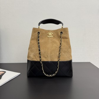 CHANEL 샤넬 25A 공방 투톤 스웨이드 쇼핑백 #AS5636