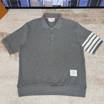 THOM BROWNE 톰브라운 울 숏슬리브 폴로 미디움 그레이 #1986325