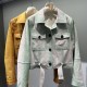 LOEWE 로에베 크롭 스웨이드 램스킨 그린 재킷 #14196326