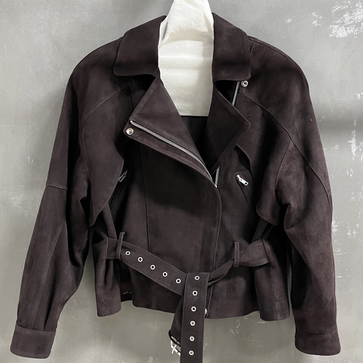 THE ROW 더로우 벨트 브라운 스웨이드 바이커 재킷 #17376326