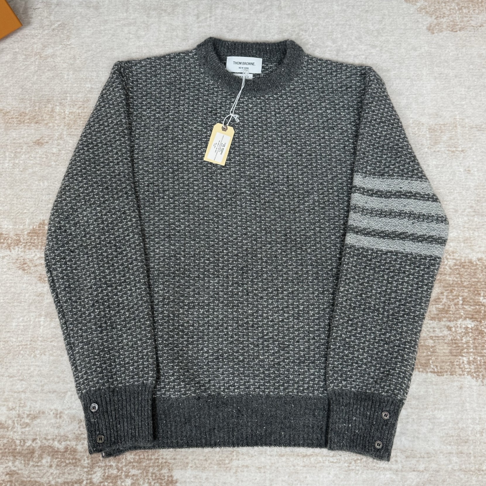 THOM BROWNE 톰브라운 4바 스트라이프 토널 스티치 모헤어 트위드 니트 #1750644