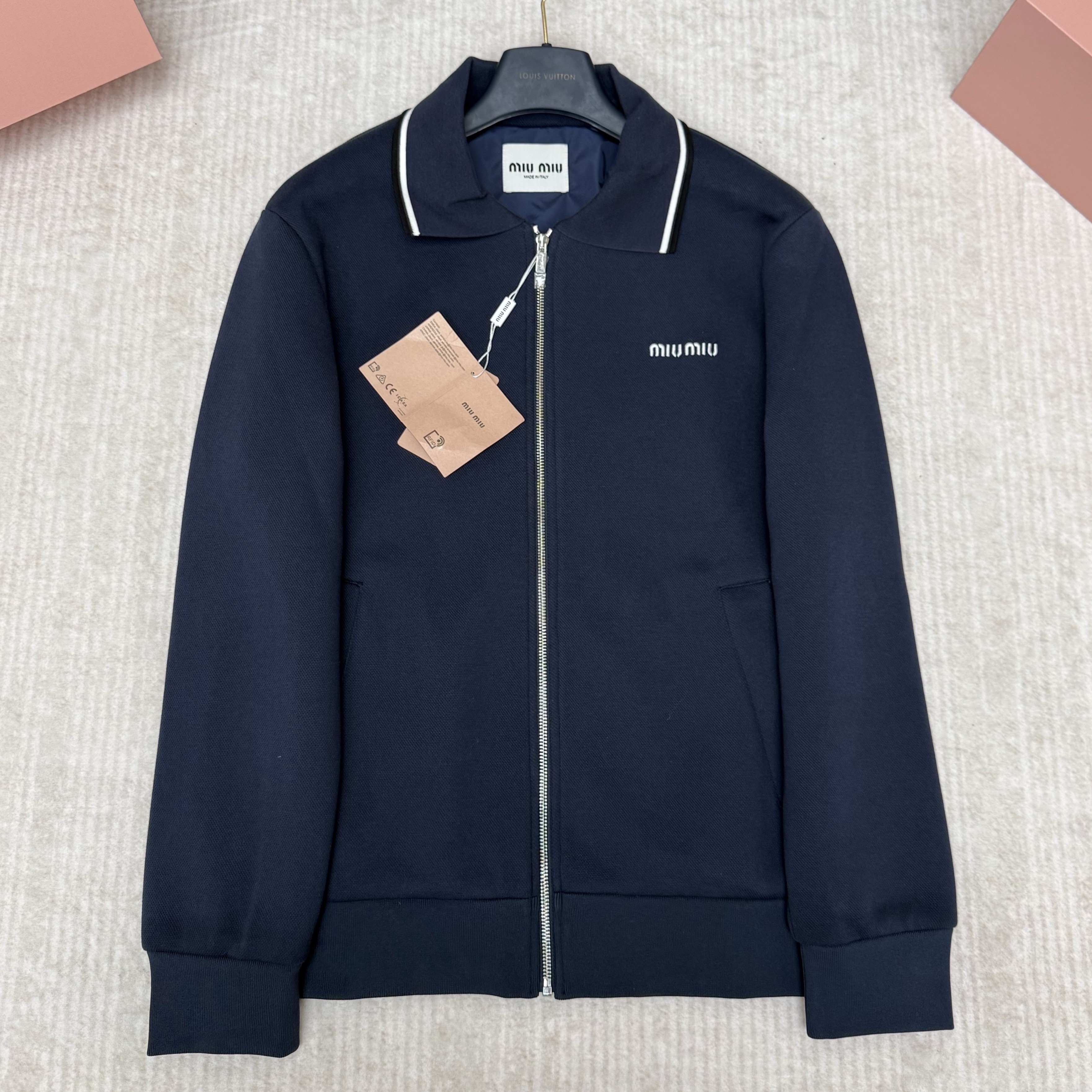 MIUMIU 미우미우 본디드 피케 테크니컬 저지 블루종 자켓 (Bonded Piqué and Technical Jersey Blouson Jacket)  ML1258