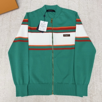LOUIS VUITTON 루이비통 코튼 혼방 니트 컬러 블록 집업 재킷 #23196422