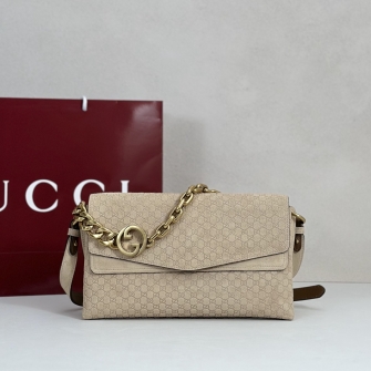 GUCCI 구찌 마이크로구찌시마 레더 체인 숄더백 (미듐) 857622