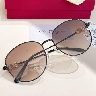 Ferragamo 페라가모 아이웨어 티컵 프레임 메탈 선글라스 #SF305SLBK001