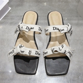 DIOR 디올 자디올(J'Adior) 스트랩 샌들 블랙 자수 코튼 #15446524