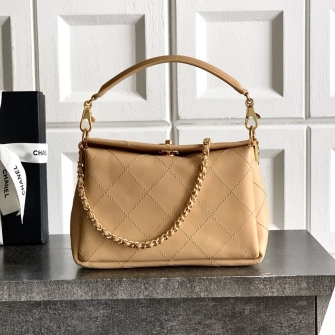 CHANEL 샤넬 탑핸들 턴락 램스킨 체인백 #AS6255